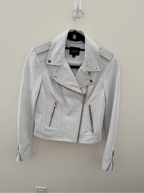 Lamarque White Leather Moto Jacket